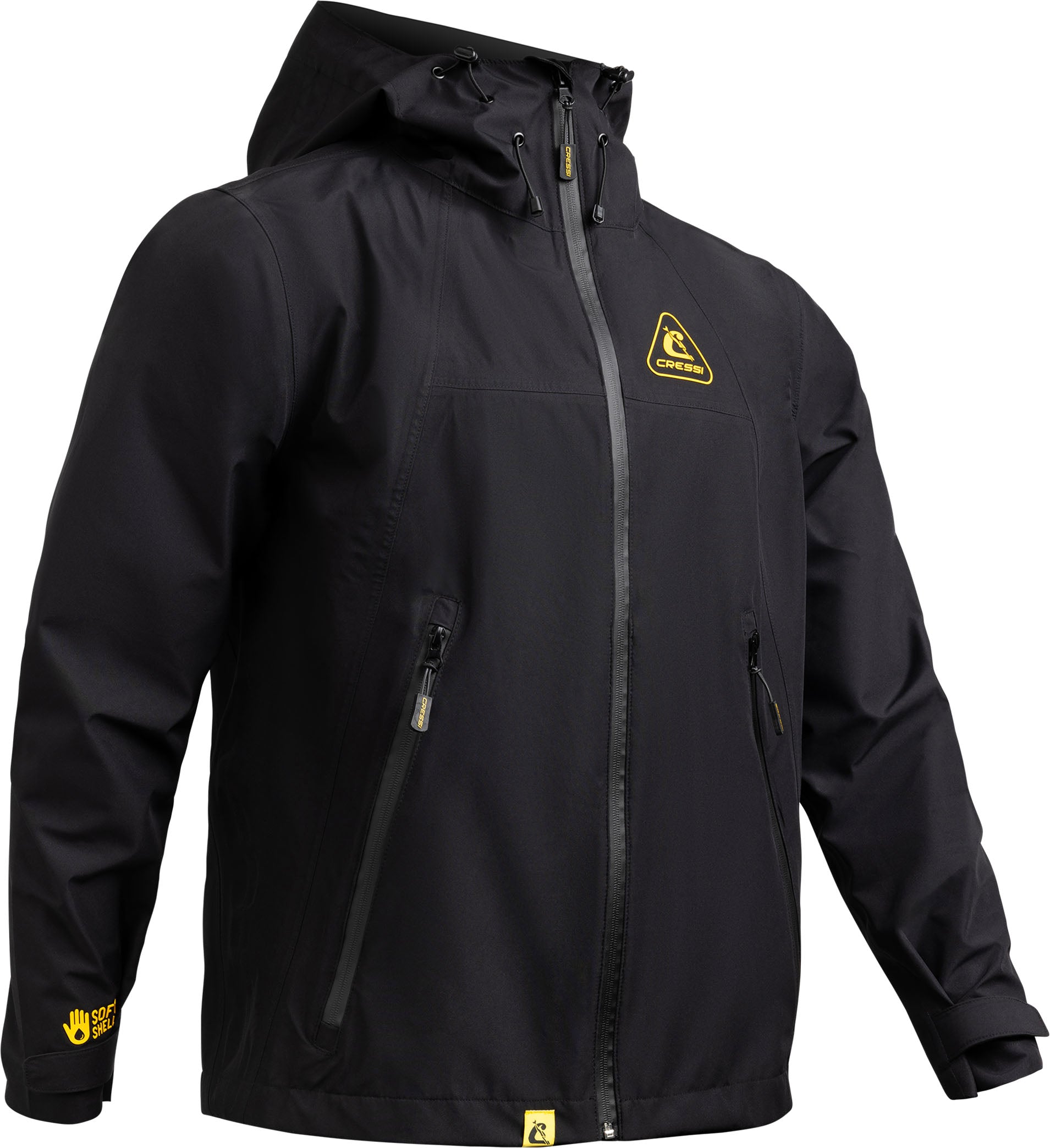 Cressi Cressi 1946 Hardshell Jacket - VA945901 - Cressi 1946 Hardshell Jacket - Black / Yellow / XS - Scuba Diving | Spearfishing | Freediving | Swimming | Snorkeling | Beach | Watersports