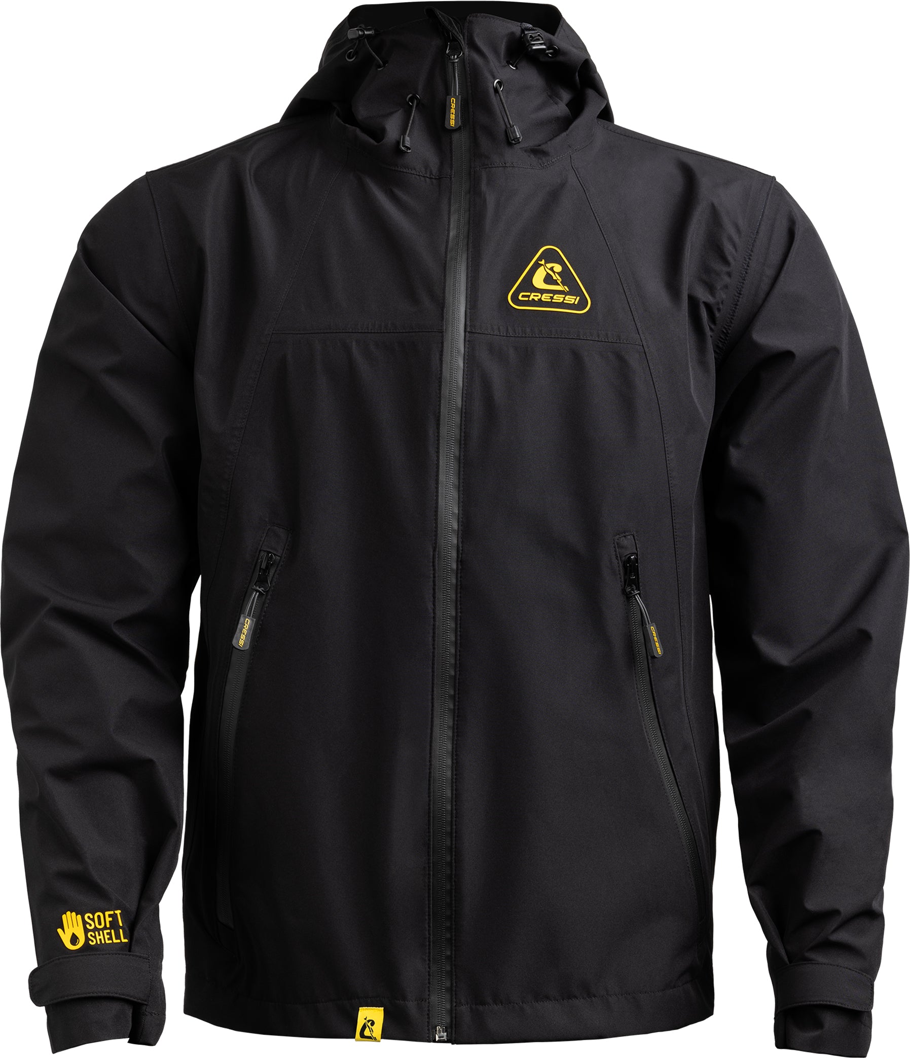 Cressi Cressi 1946 Hardshell Jacket - VA945901 - Cressi 1946 Hardshell Jacket - Black / Yellow / XS - Scuba Diving | Spearfishing | Freediving | Swimming | Snorkeling | Beach | Watersports