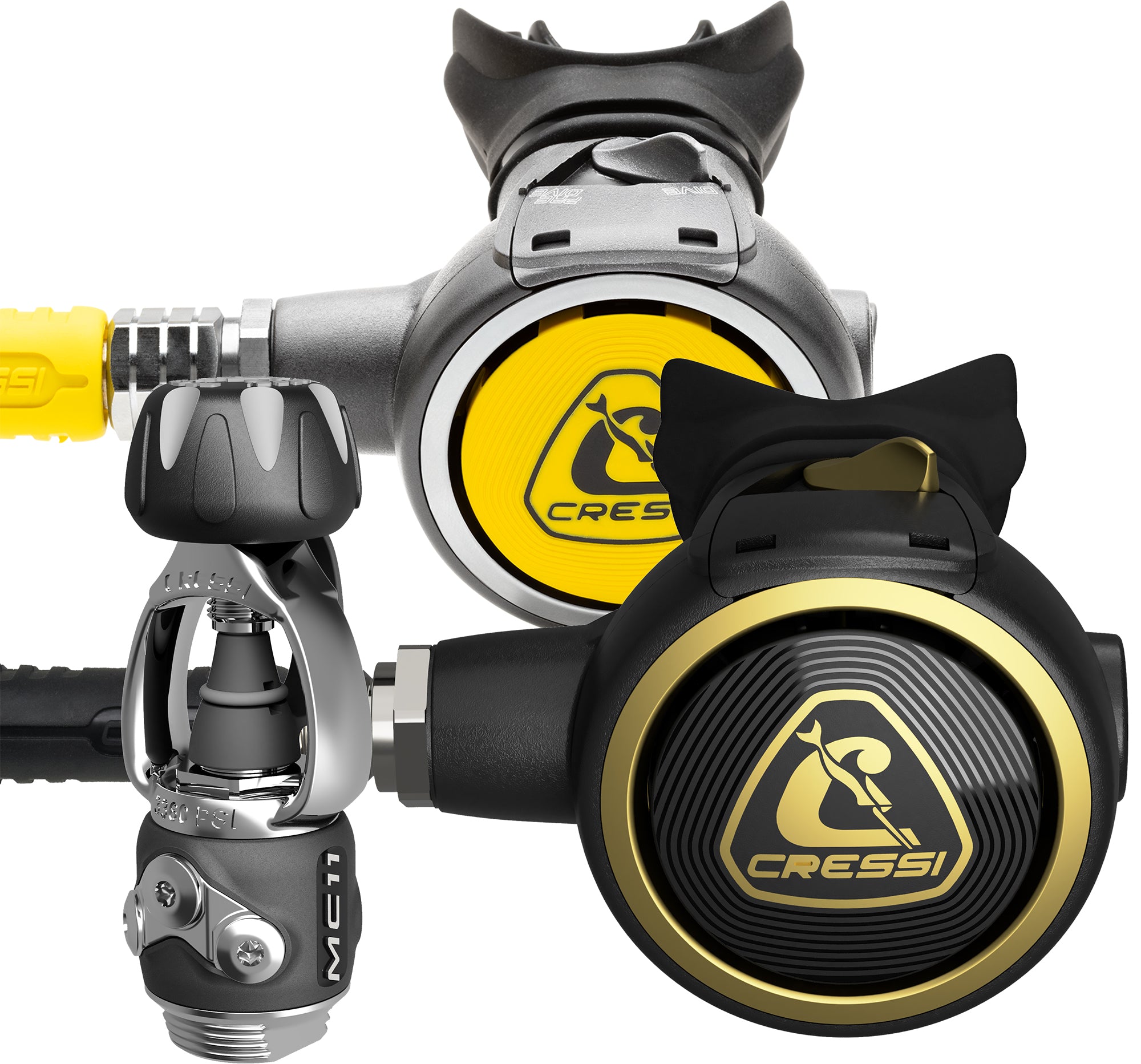 Cressi MC11+Zen+Octopus Zen Regulator - WHY791111 - MC11+Zen+Octopus Zen Regulator - Black / Gold / INT - Scuba Diving