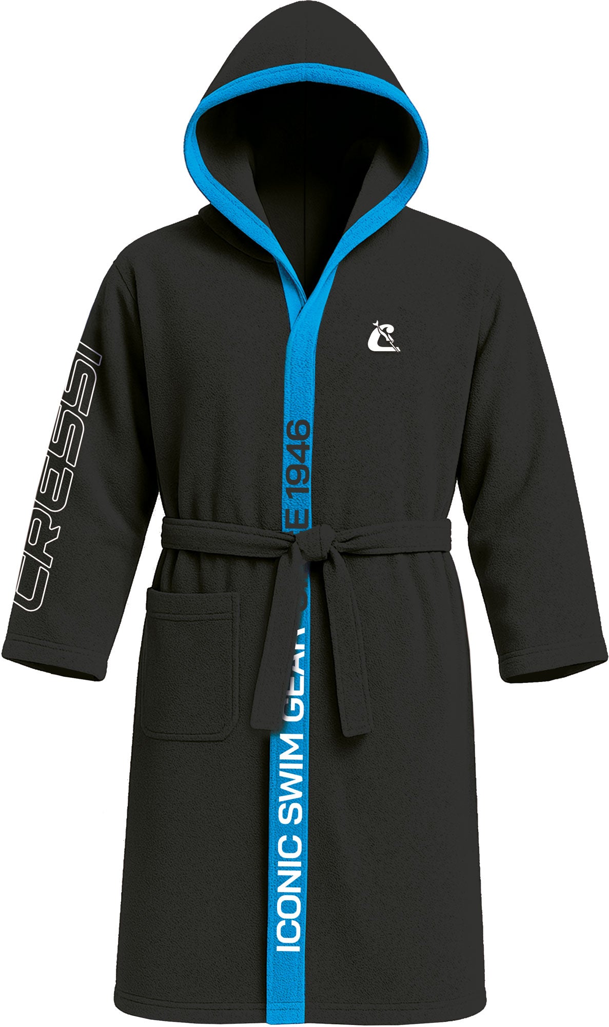 Cressi Lane Bathrobe - XVA930520 - Lane Bathrobe - Black / Light Blue / XS/S - Beach | Watersports | Swimming
