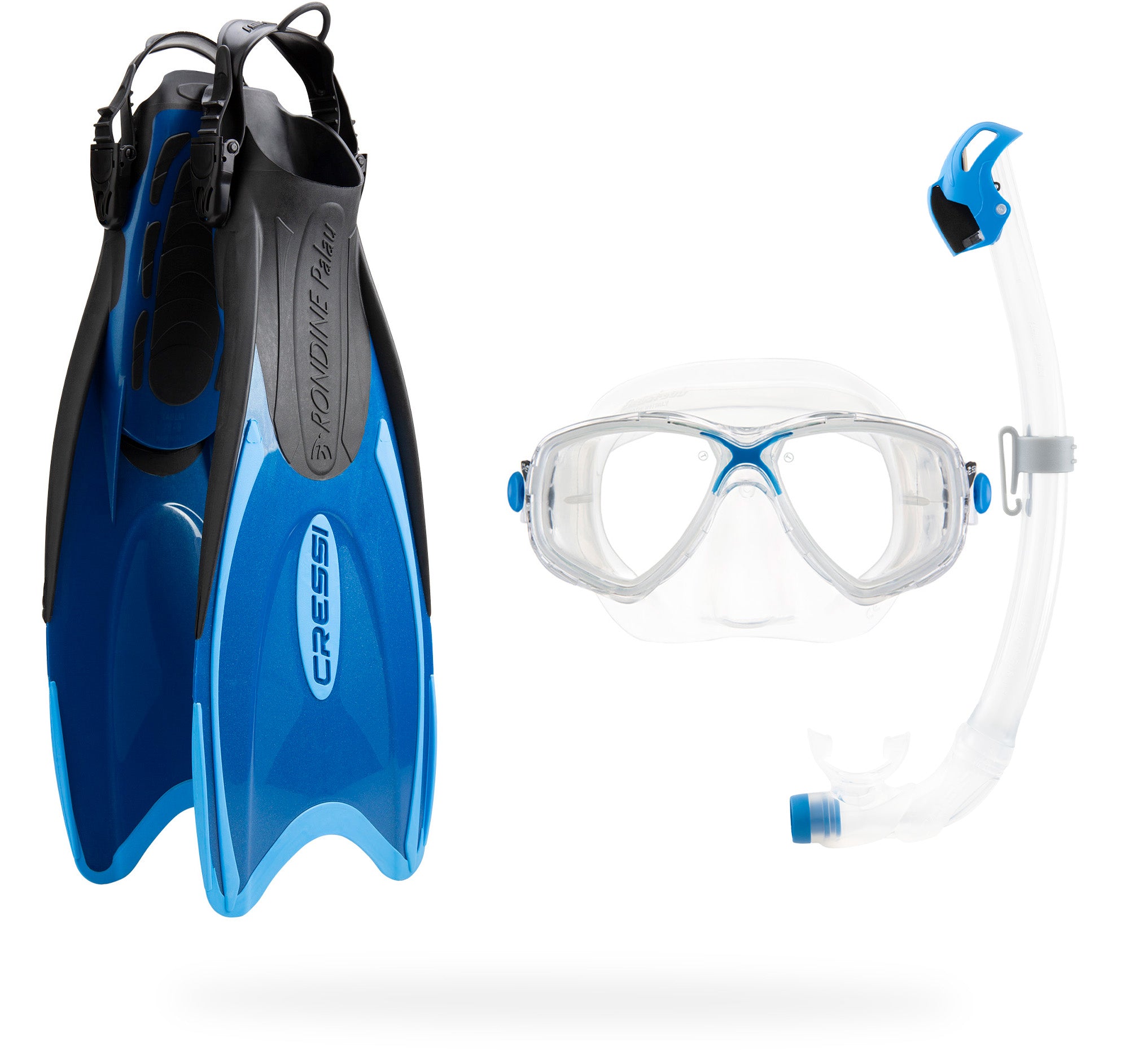 Cressi Palau Dry Fins Set - CA121221 - Palau Dry Fins Set - Blue / Azure / XS/S - Snorkeling