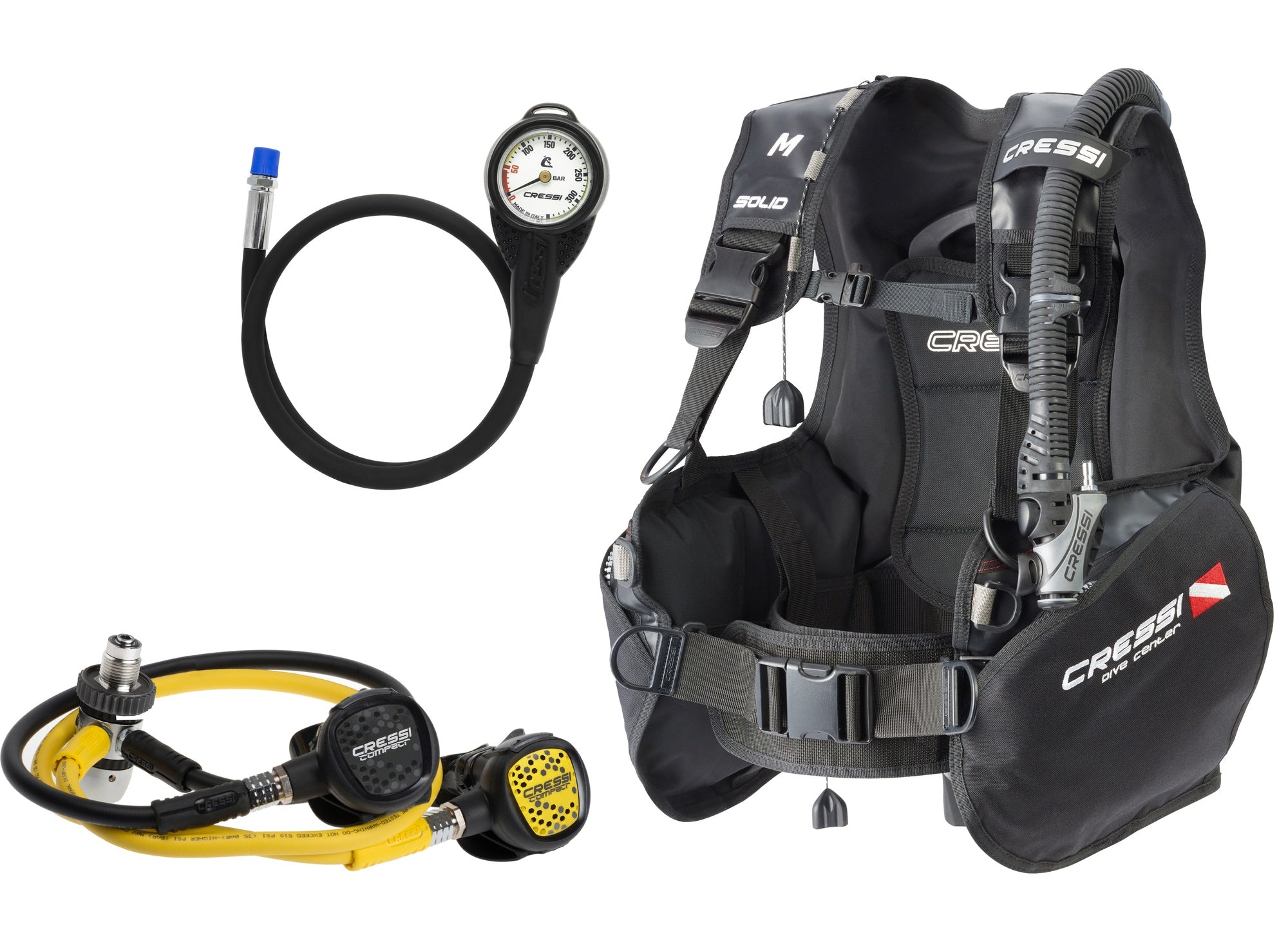Cressi Solid Scuba Set - IY730200 - Solid Scuba Set - Black / 2XS / DIN - Scuba Diving