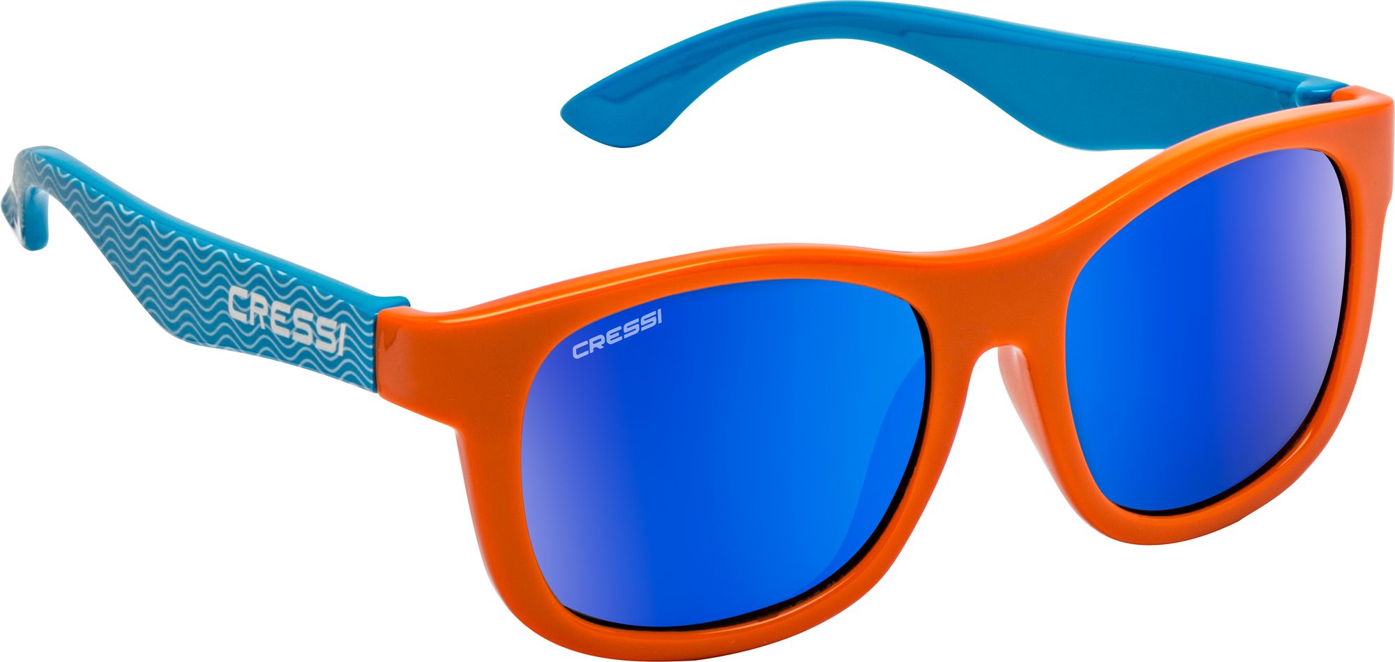 Cressi Teddy Sunglasses - XDB100431 - Teddy Sunglasses - Azure / Orange / Blue Mirrored lens / Years 3/5 - Beach | Watersports