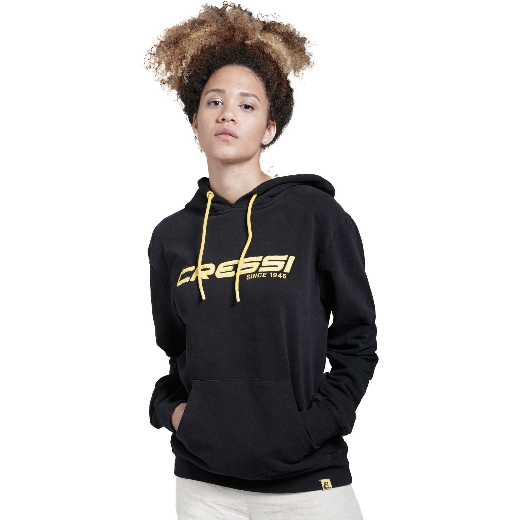 Cressi Cressi 1946 Hoodie - VA945601 - Cressi 1946 Hoodie - Black / Yellow / XS - Scuba Diving | Spearfishing | Freediving | Swimming | Snorkeling | Beach | Watersports