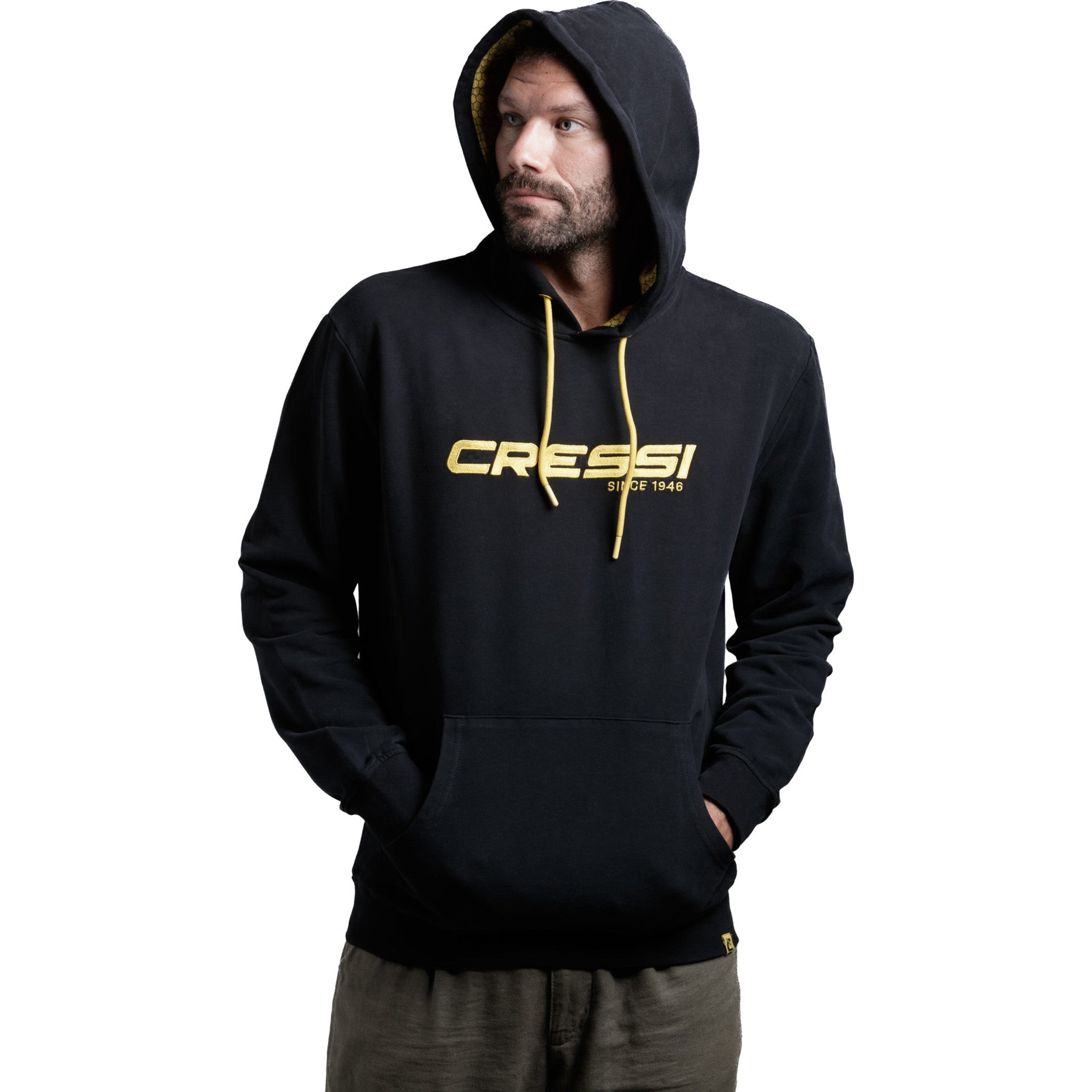 Cressi Cressi 1946 Hoodie - VA945601 - Cressi 1946 Hoodie - Black / Yellow / XS - Scuba Diving | Spearfishing | Freediving | Swimming | Snorkeling | Beach | Watersports