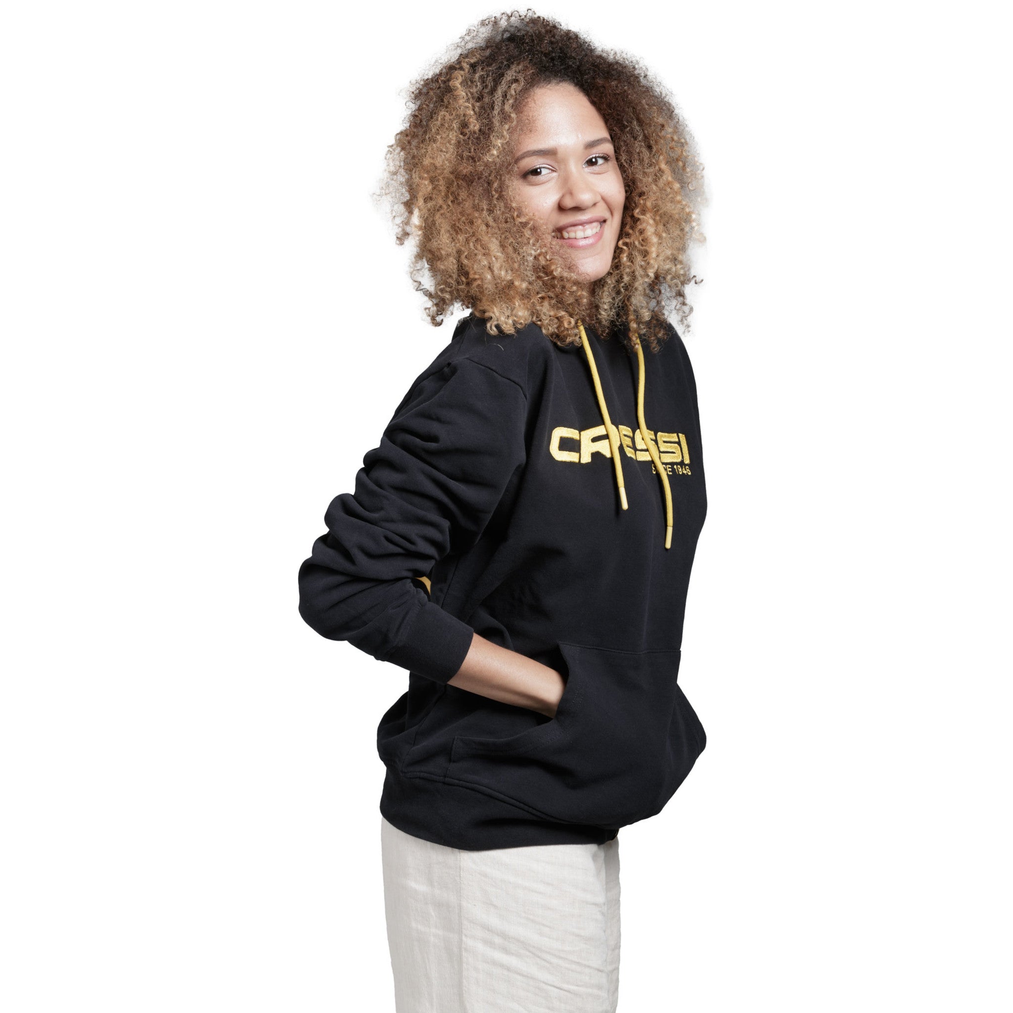 Cressi Cressi 1946 Hoodie - VA945601 - Cressi 1946 Hoodie - Black / Yellow / XS - Scuba Diving | Spearfishing | Freediving | Swimming | Snorkeling | Beach | Watersports