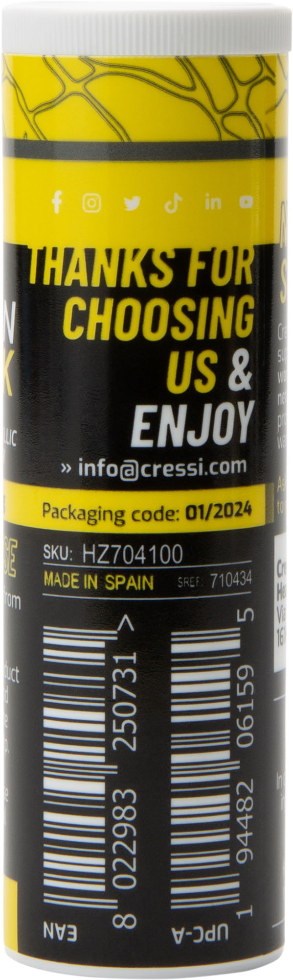 Cressi Paraffin Zipstick - HZ704100 - Paraffin Zipstick - Black / Yellow / 26 g - Scuba Diving | Spearfishing | Freediving | Watersports