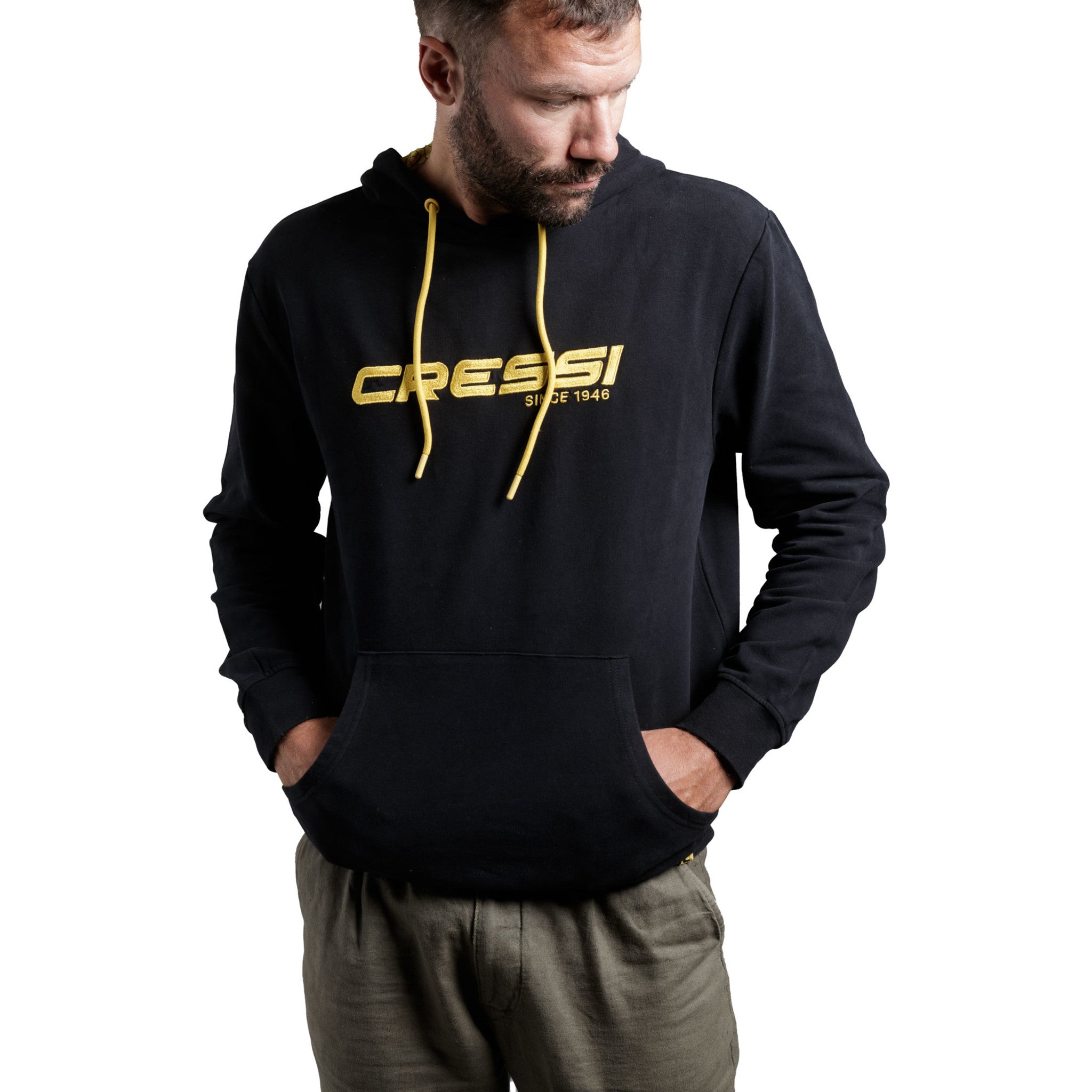 Cressi Cressi 1946 Hoodie - VA945607 - Cressi 1946 Hoodie - Black / Yellow / 3XL - Scuba Diving | Spearfishing | Freediving | Swimming | Snorkeling | Beach | Watersports