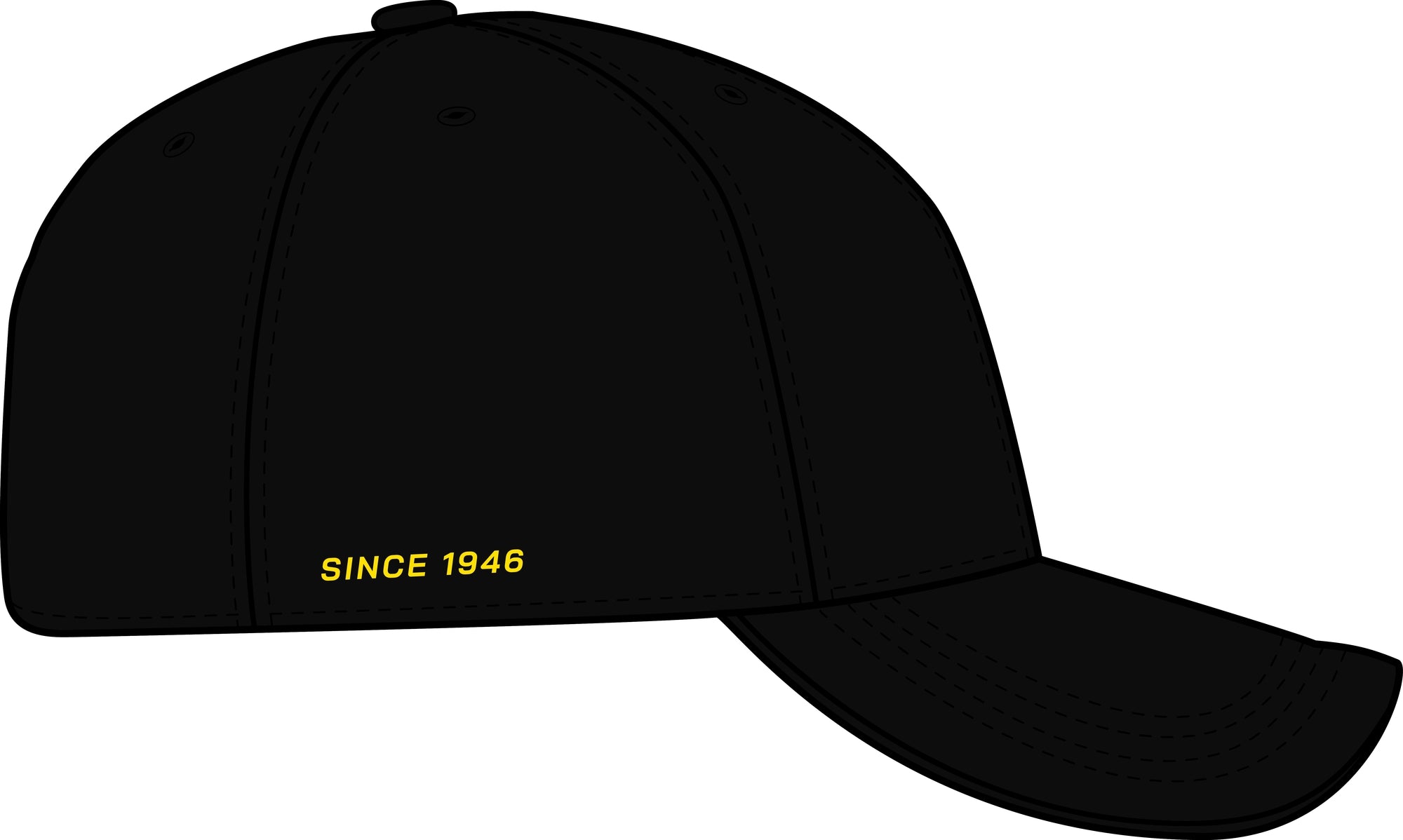 Cressi Cressi 1946 Baseball Cap - VA900150 - Cressi 1946 Baseball Cap - Black / Yellow - Scuba Diving | Spearfishing | Freediving | Swimming | Snorkeling | Beach | Watersports