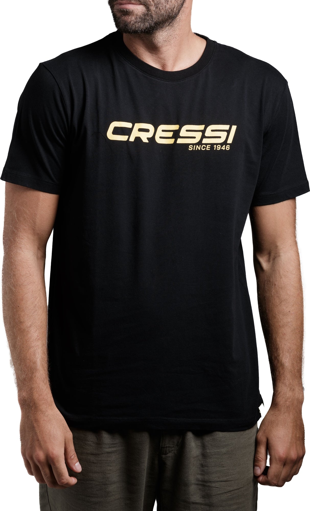 Cressi Cressi 1946 T-Shirt Man - VA944152 - Cressi 1946 T-Shirt Man - Black / Yellow / S - Scuba Diving | Spearfishing | Freediving | Swimming | Snorkeling | Beach | Watersports