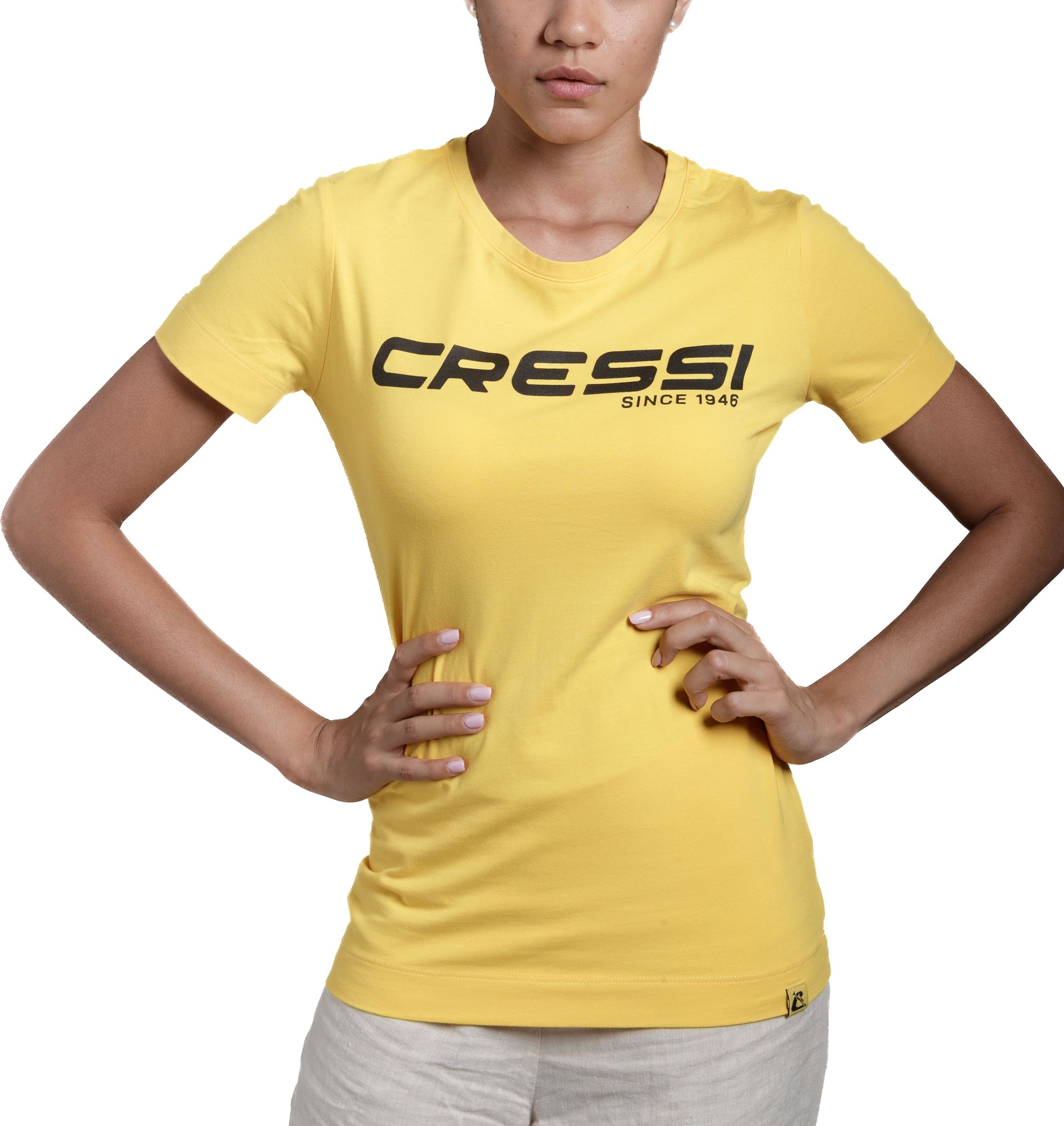 Cressi Cressi 1946 T-Shirt Lady - VA944211 - Cressi 1946 T-Shirt Lady - Yellow / Black / XS - Scuba Diving | Spearfishing | Freediving | Swimming | Snorkeling | Beach | Watersports