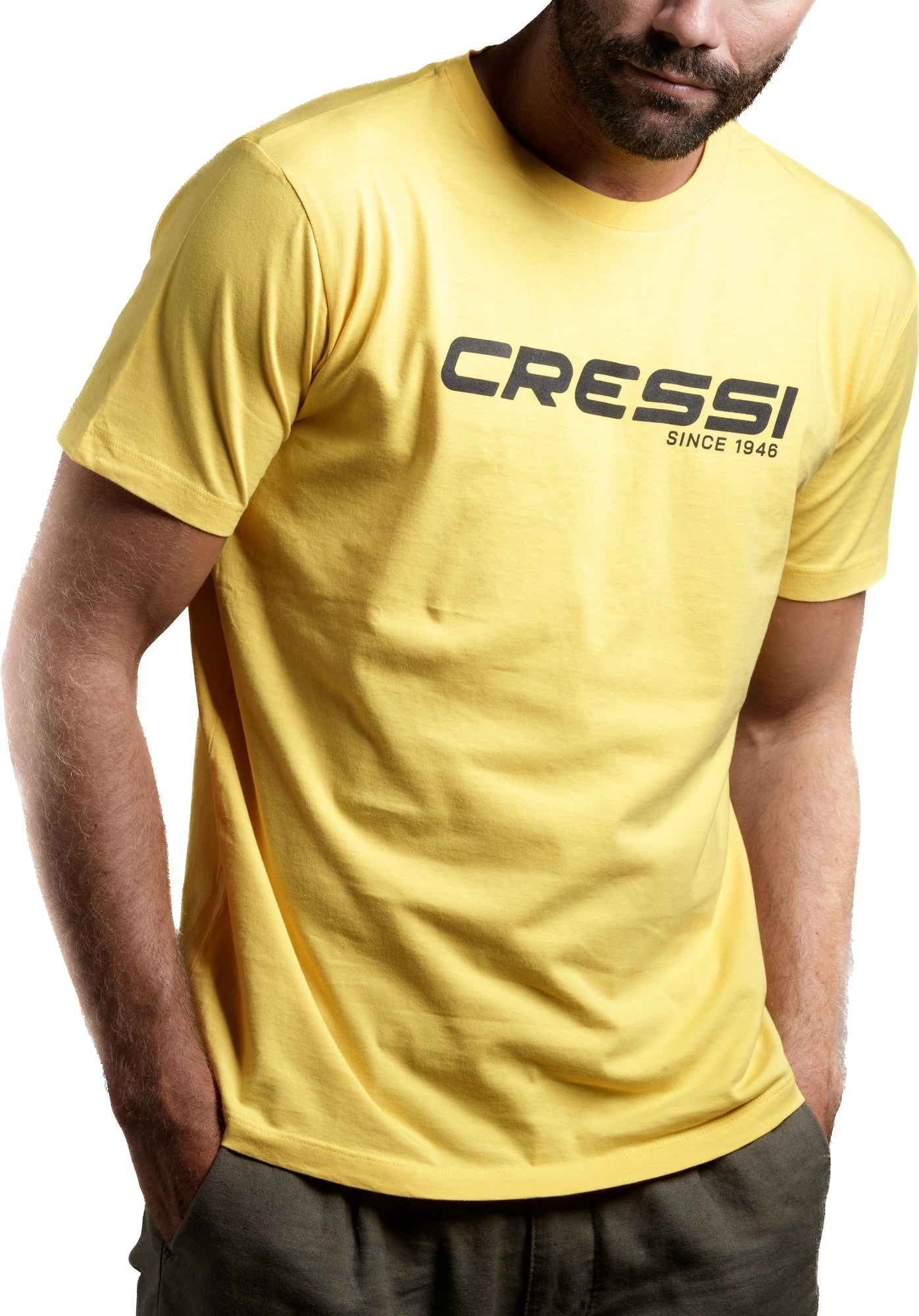 Cressi Cressi 1946 T-Shirt Man - VA944112 - Cressi 1946 T-Shirt Man - Yellow / Black / S - Scuba Diving | Spearfishing | Freediving | Swimming | Snorkeling | Beach | Watersports