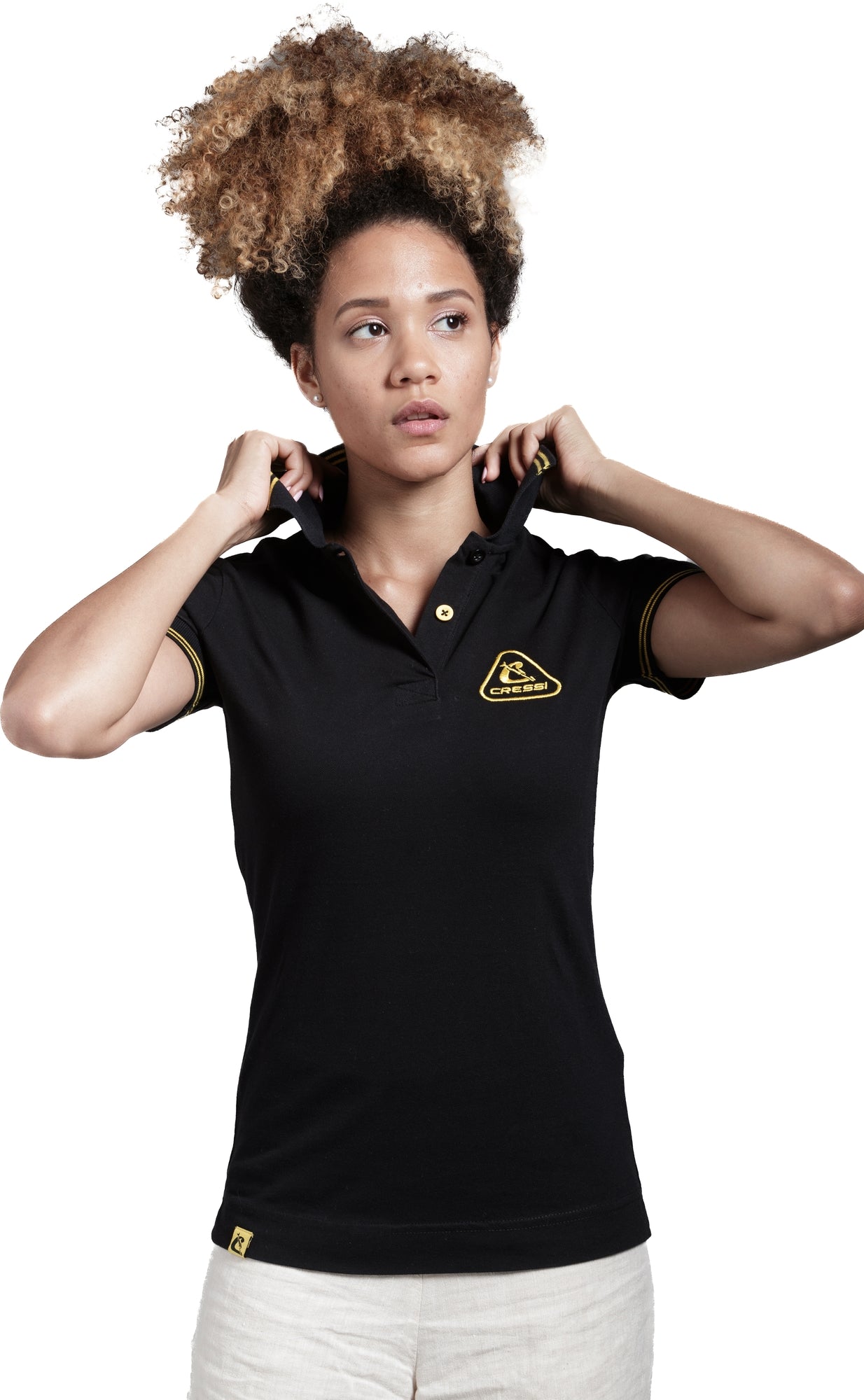 Cressi Cressi 1946 Polo Lady - VA944651 - Cressi 1946 Polo Lady - Black / Yellow / XS - Scuba Diving | Spearfishing | Freediving | Swimming | Snorkeling | Beach | Watersports