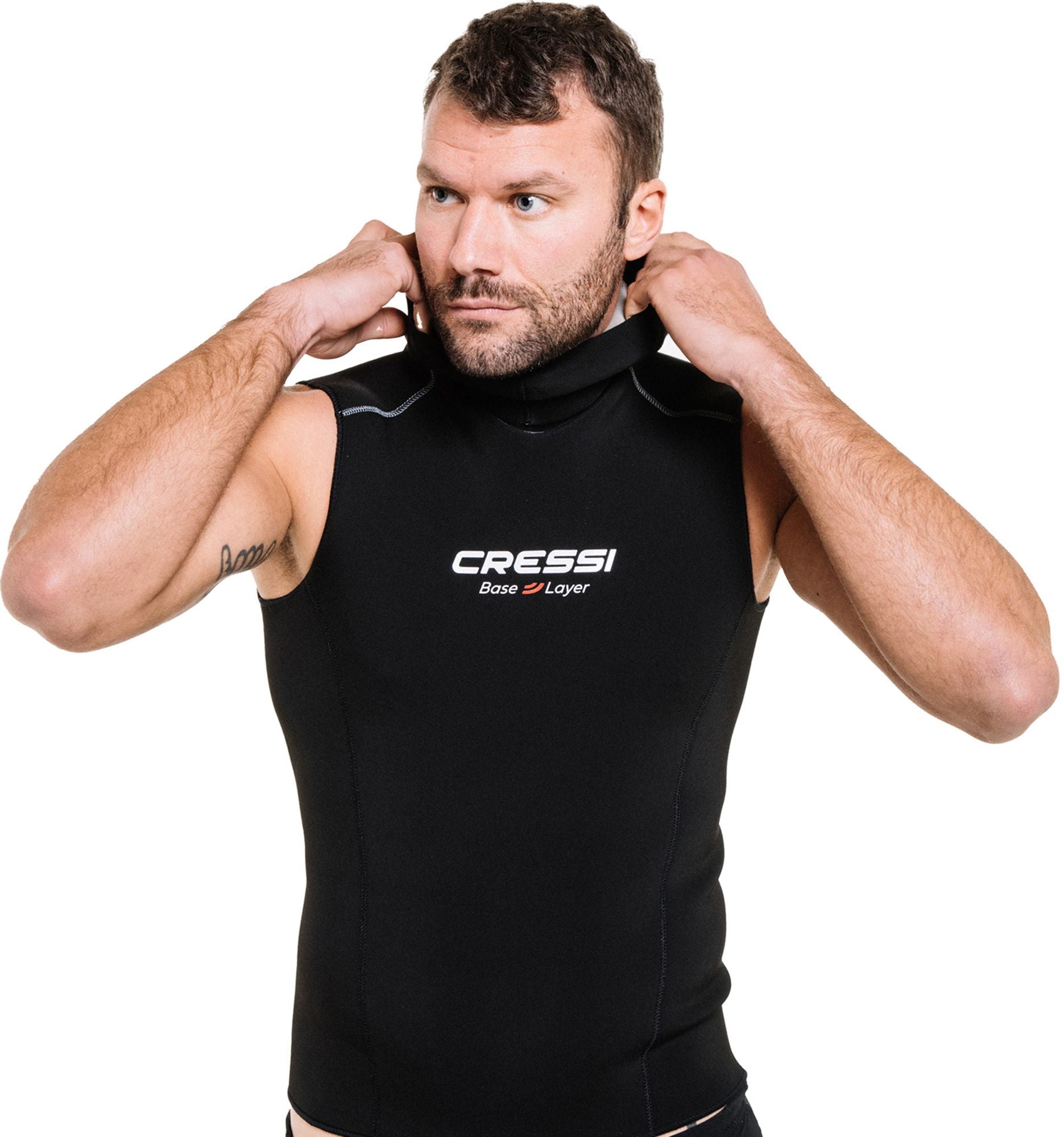 Cressi Hood Vest Base Layer Man gilet sottomuta uomo spiaggia immersion subacque apnea nuoto pesca corpett scuba diving spearfishing freediving snorkeling & beach paddling swimming neoprene vest undersuit wetsuit accessor base layer man