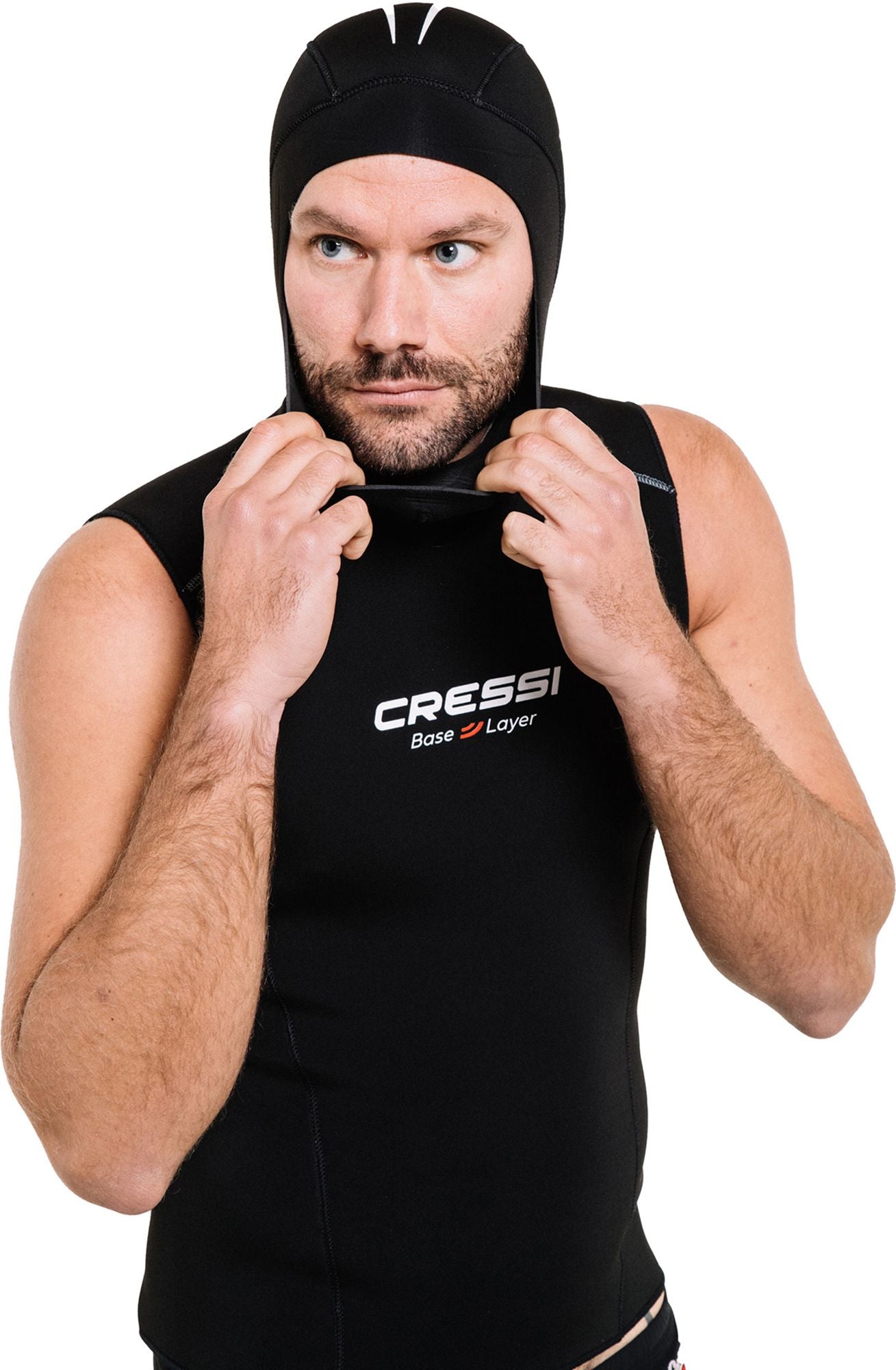 Cressi Hood Vest Base Layer Man gilet sottomuta uomo spiaggia immersion subacque apnea nuoto pesca corpett scuba diving spearfishing freediving snorkeling & beach paddling swimming neoprene vest undersuit wetsuit accessor base layer man