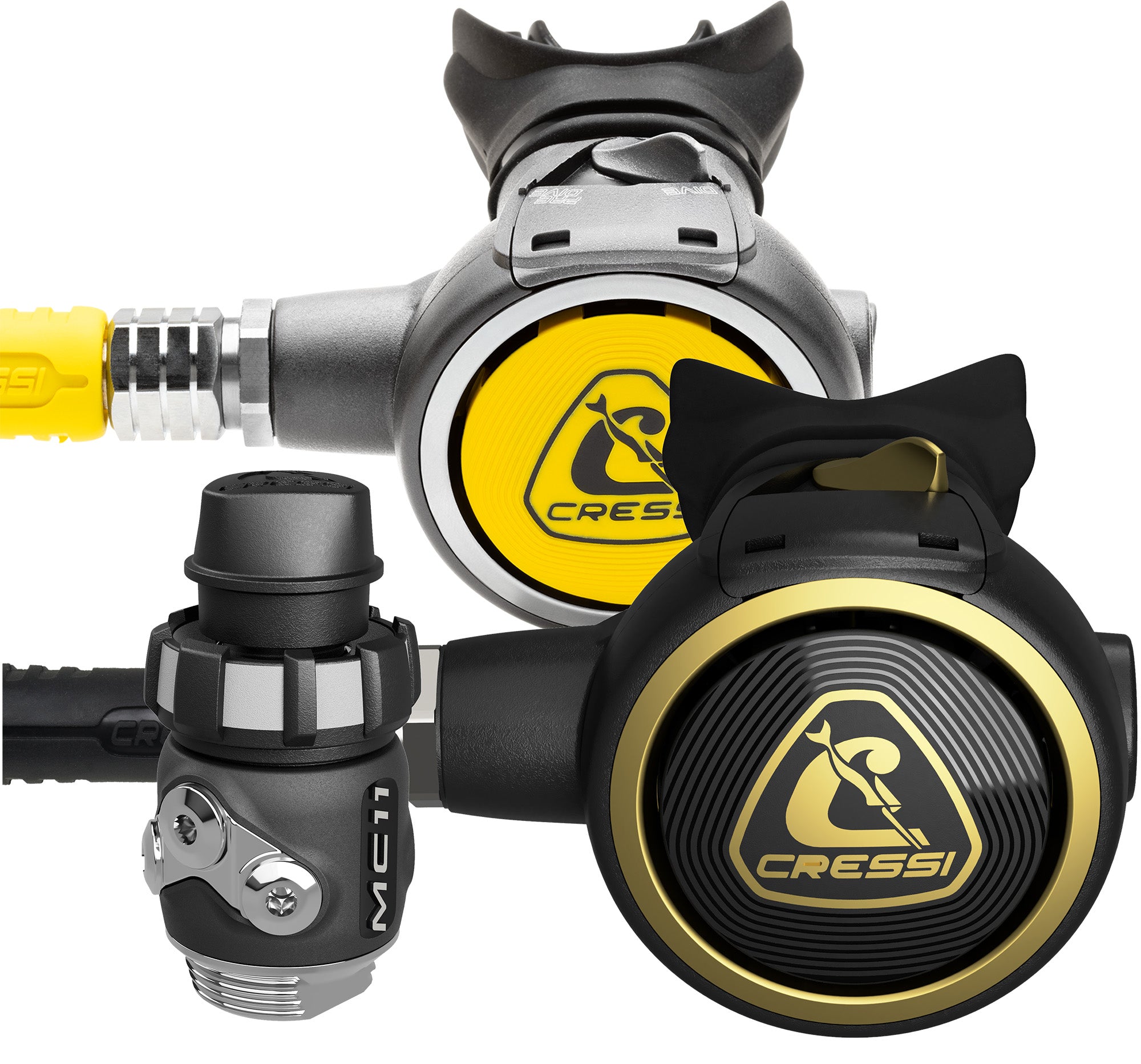 Cressi MC11+Zen+Octopus Zen Regulator - WHY791211 - MC11+Zen+Octopus Zen Regulator - Black / Gold / DIN - Scuba Diving