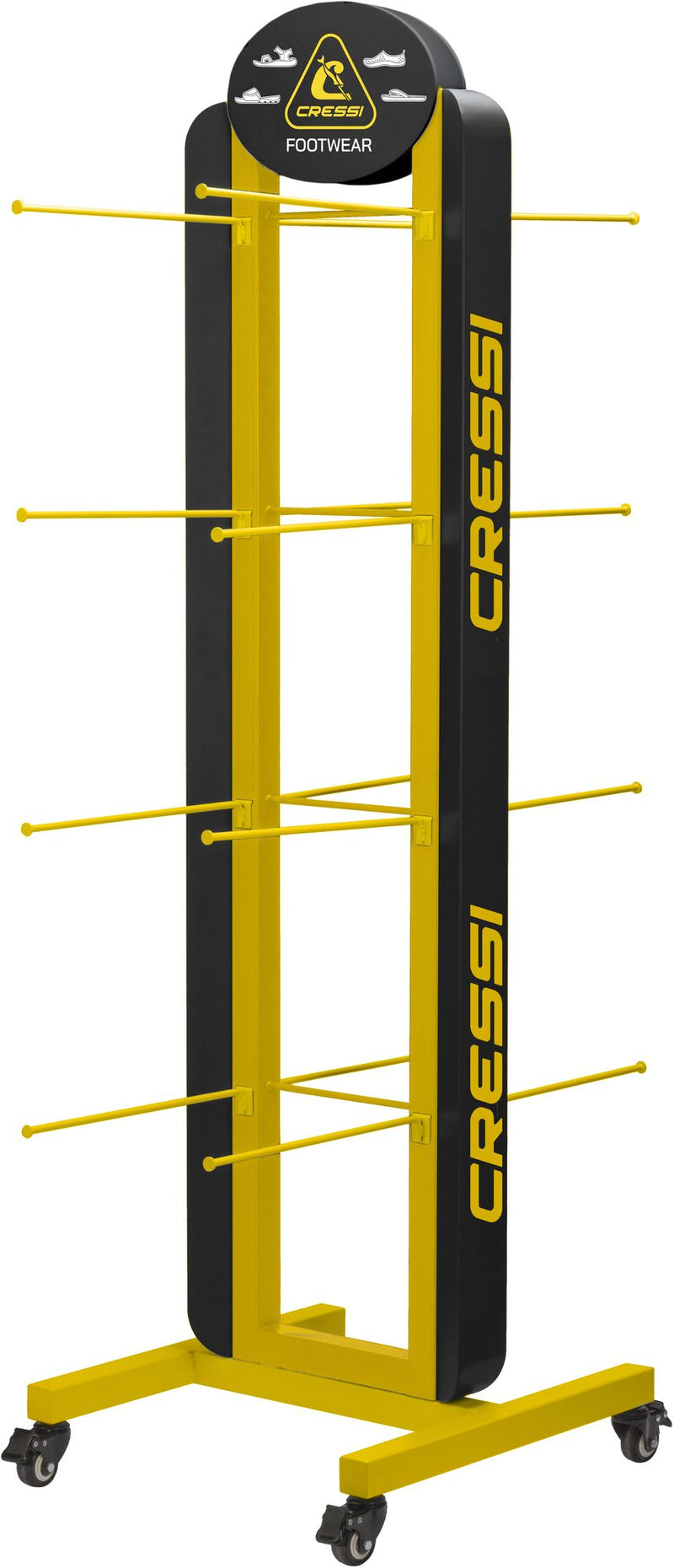 Cressi Footwear Display With Wheels espositore per calzature con ruote spiaggia immersion subacque apnea nuoto pesca espositor support scuba diving spearfishing freediving snorkeling & beach paddling swimming display store support stand product display