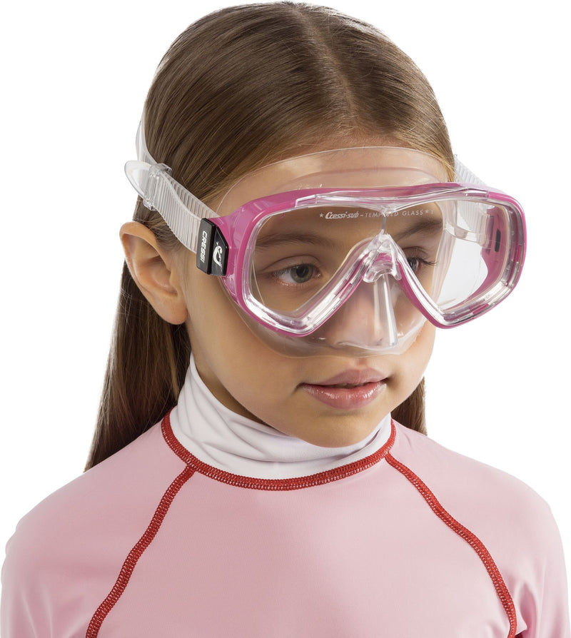 Scuba diver wearing pink ski mask underwater on Craiyon