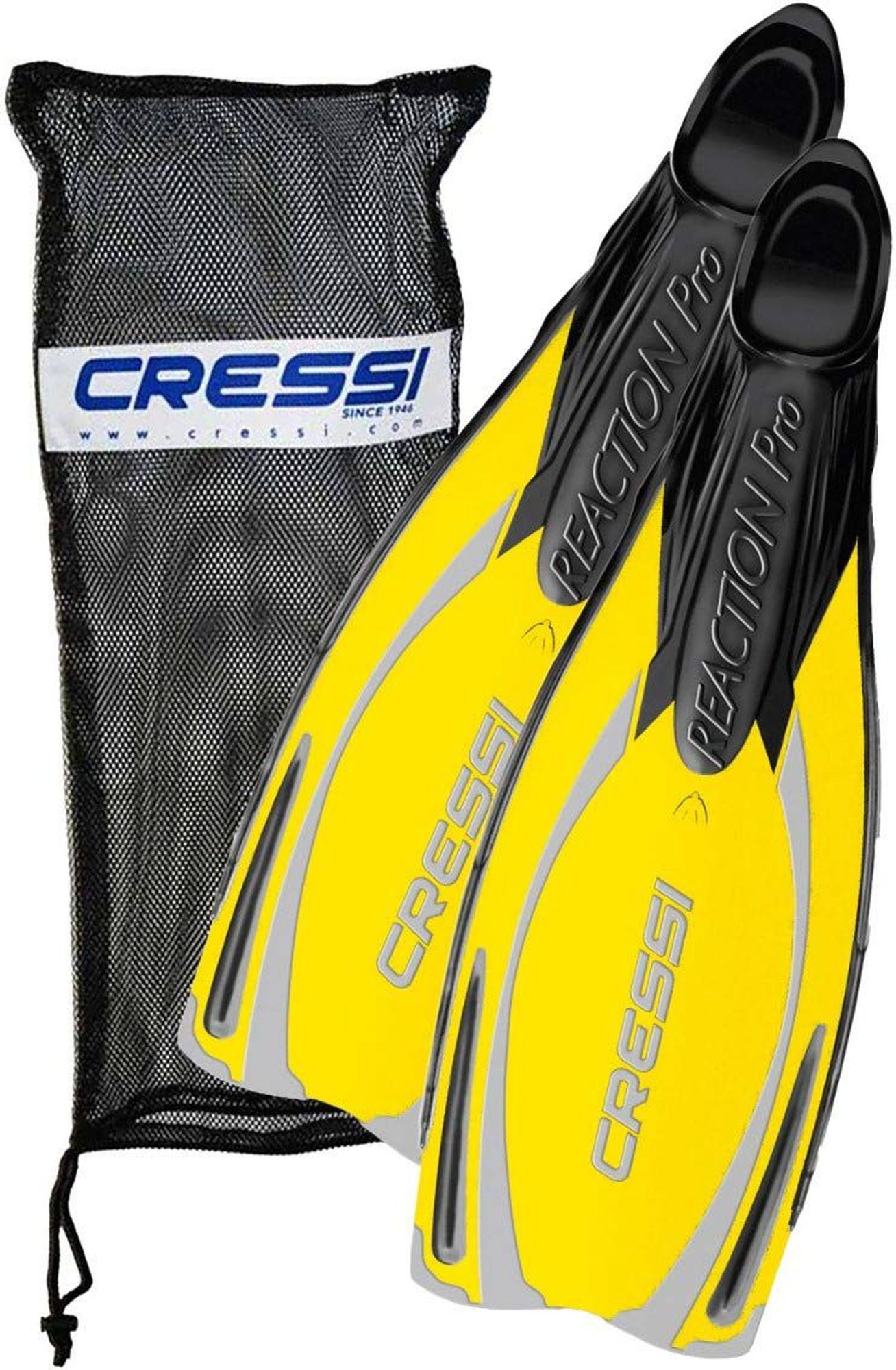 Cressi Reaction Pro Fins pinne spiaggia immersion subacque pinn scarpett chius pal lung scuba diving snorkeling & beach long blade full foot fins adult