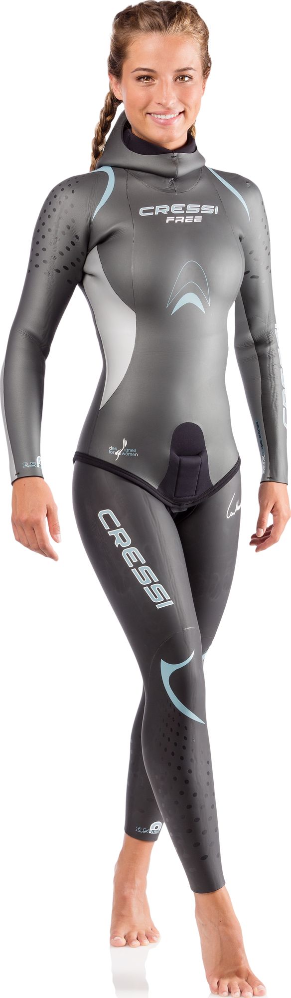 Cressi Free Wetsuit Lady muta donna apnea muta mute umid due pezz freediving neoprene wetsuit long sleeve two-pieces lady